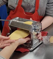 Students making pasta